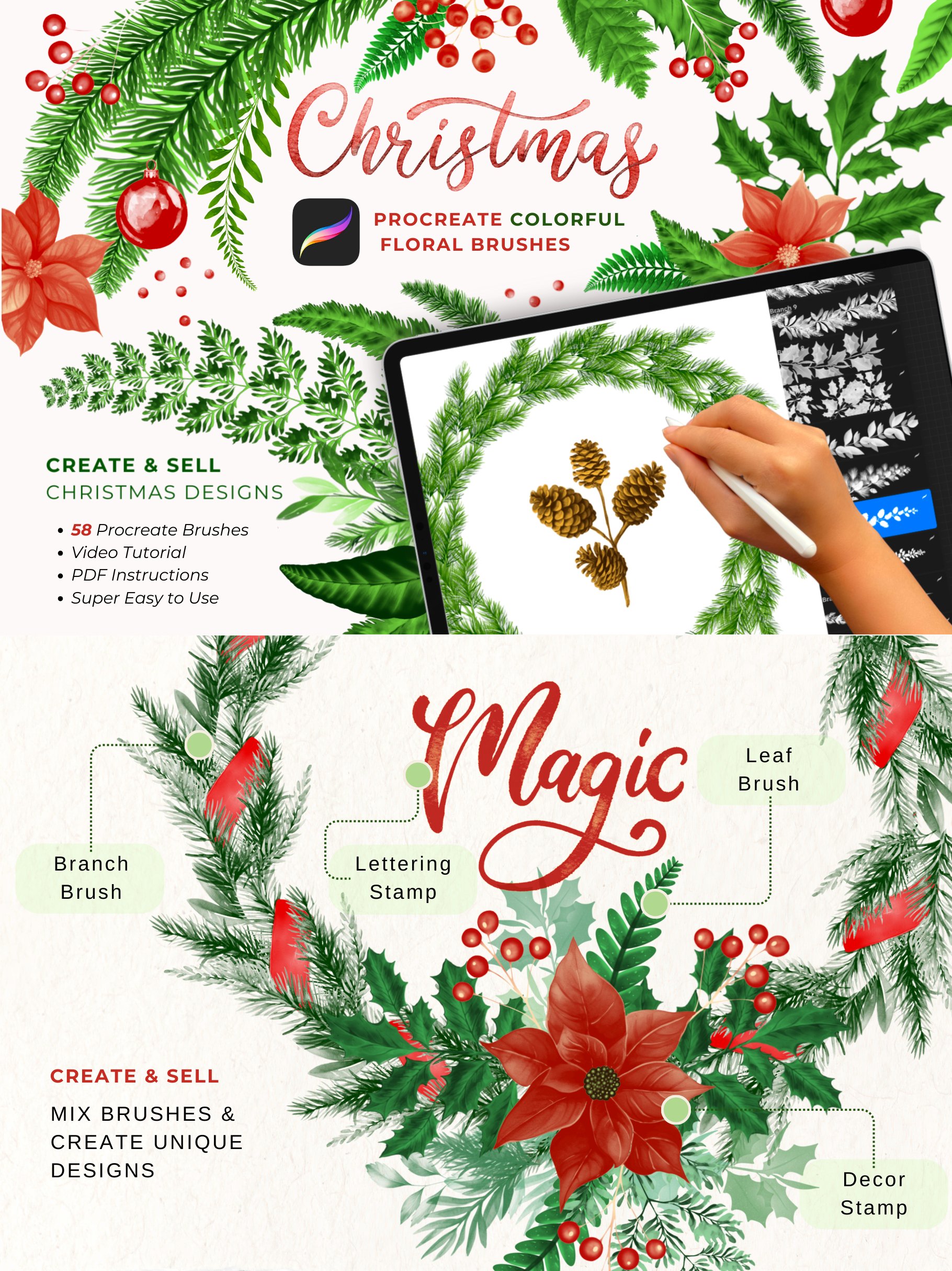 Christmas Procreate Brushes Bundle