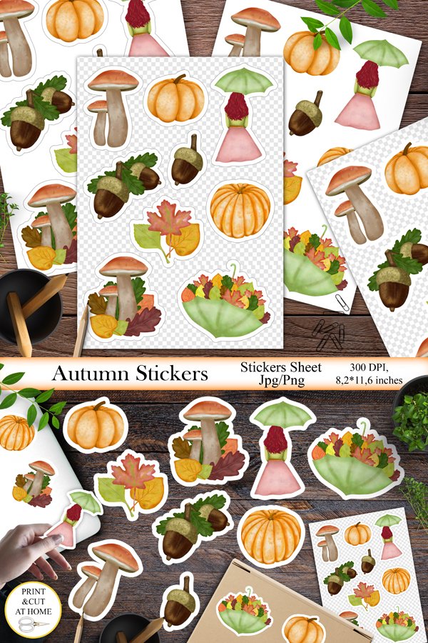 Autumn Stickers | PNG Printable Sticker Bundle