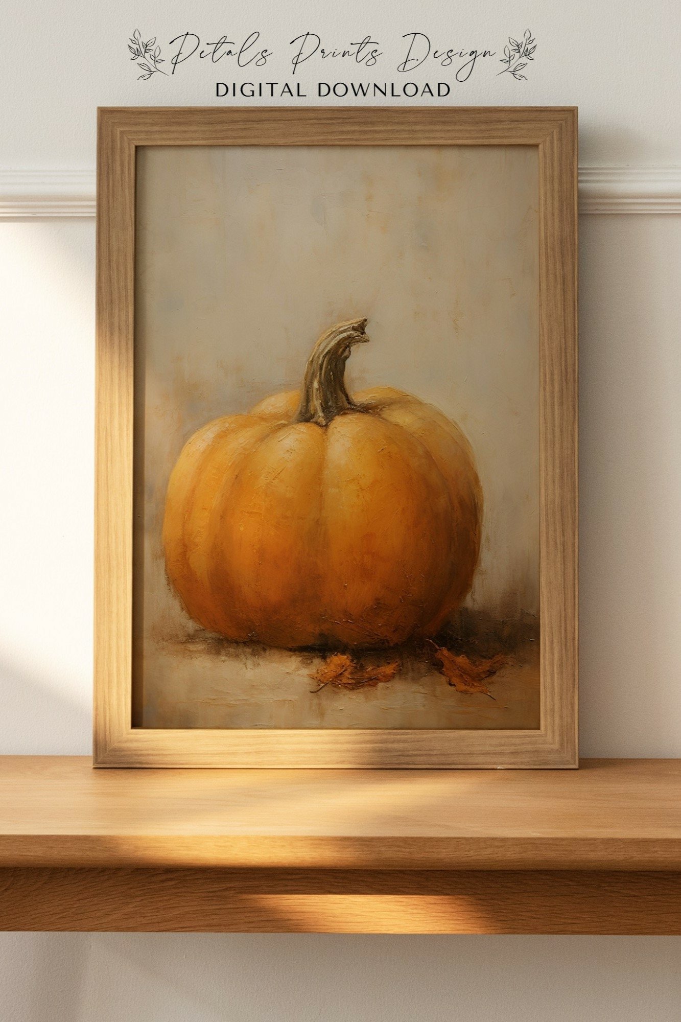 Fall Wall Decor Printable Pumpkin Still Life Painting Print
