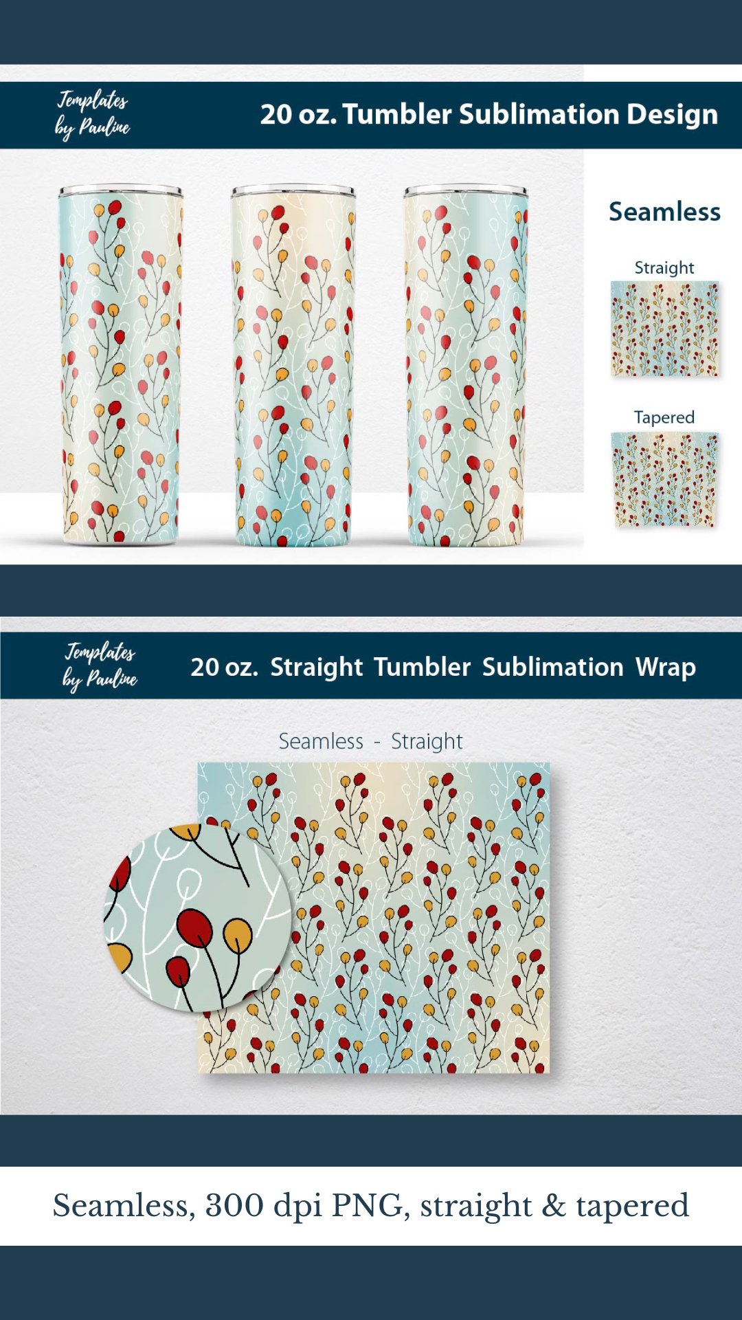 Fall Leaves Seamless Skinny Tumbler Sublimation Wrap PNG
