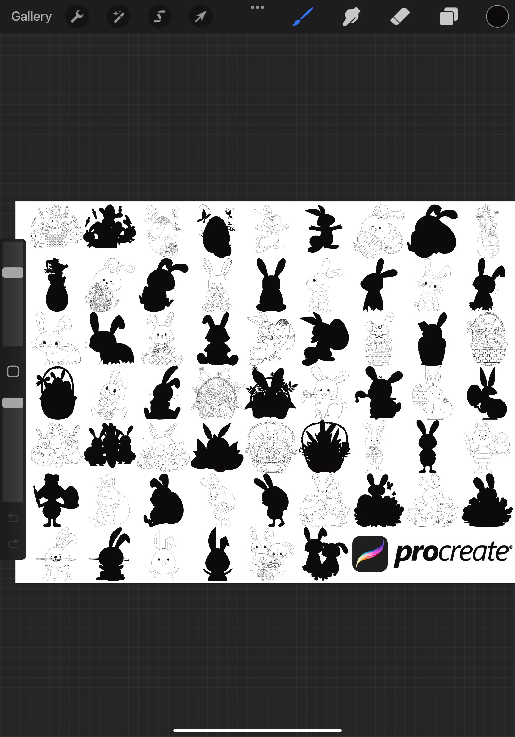 Easter Icons Outlines & Silhouettes Set 2 Procreate Brush