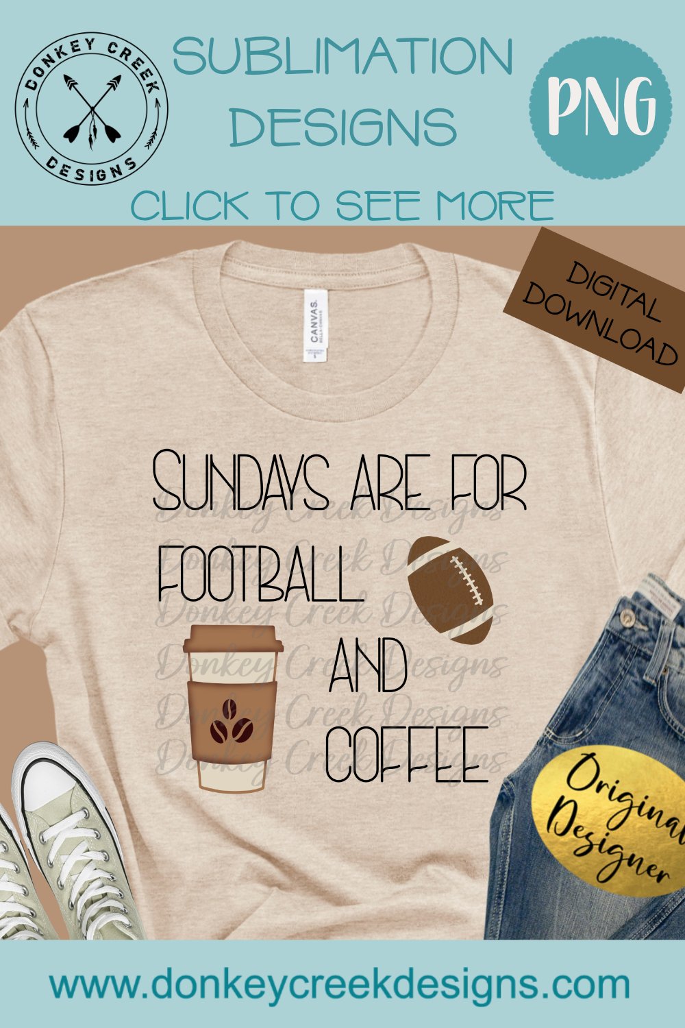 Sundays are for Football and Coffee Sublimation Design