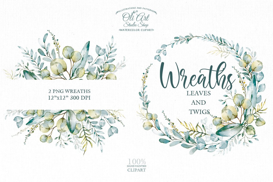 Watercolor wreaths clipart (735781) | Elements | Design Bundles