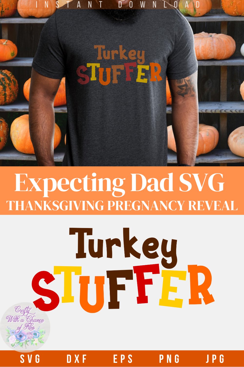 Stuffer Svg Funny Thanksgiving Pregnancy Reveal SVG | Turkey Dad Design