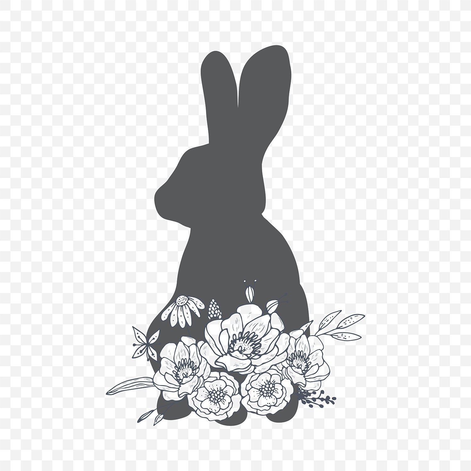 Bunny with a bouquet of flowers