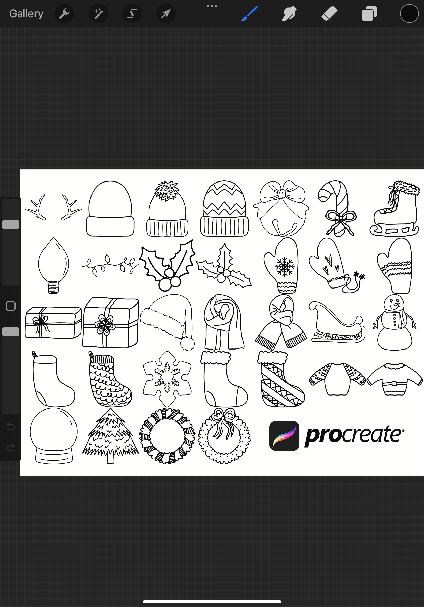 Christmas Winter Elements Procreate Brush Stamps (2324763)
