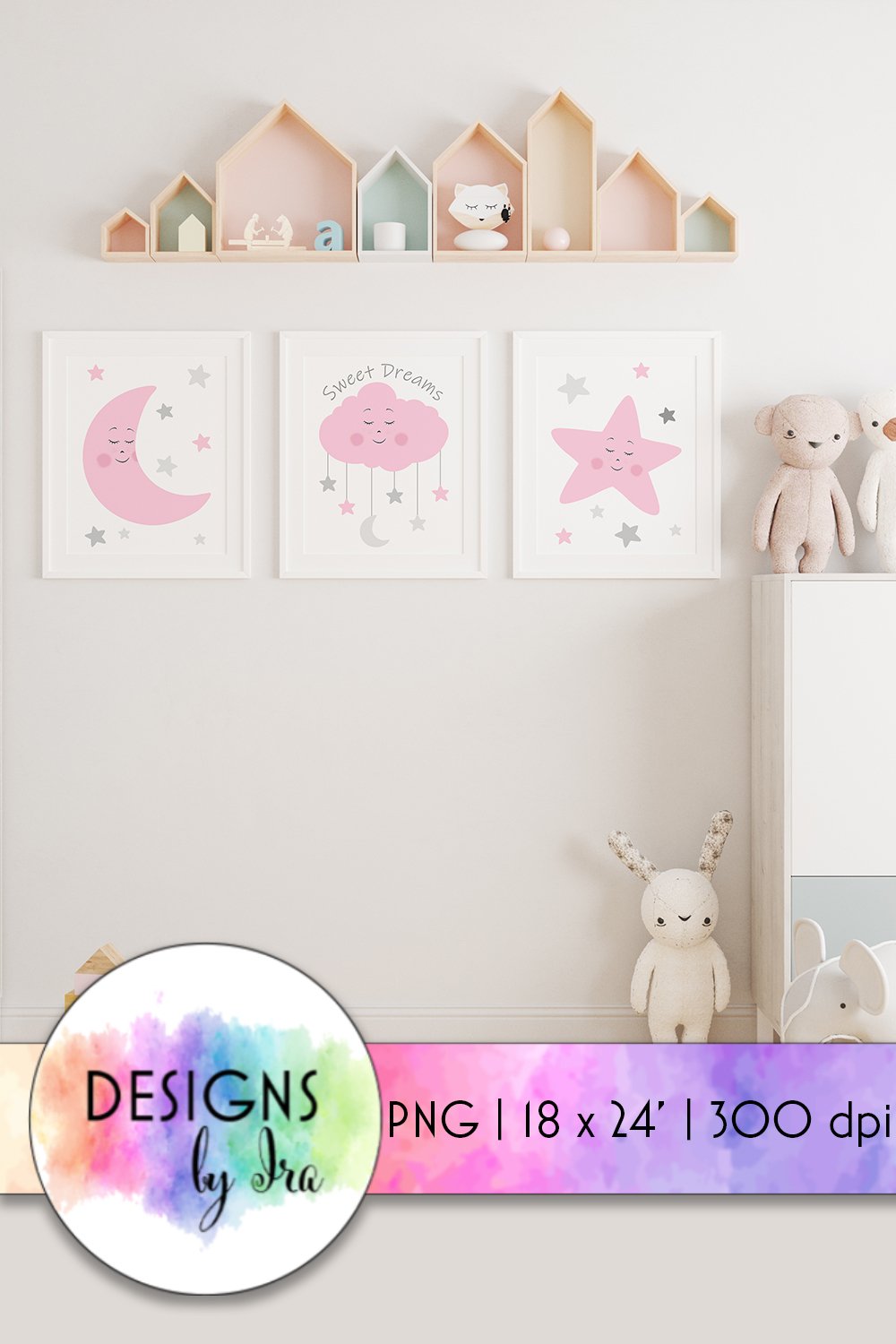 Sweet Dreams Nursery Posters | Baby Girl Nursery | Kids Art