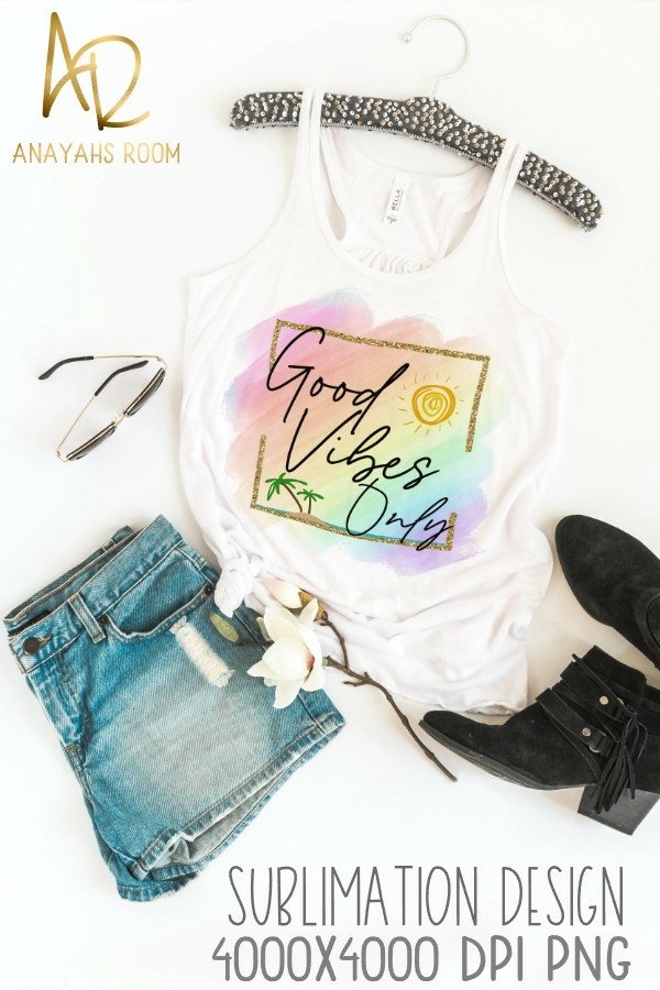 Good Vibes Only | Beach Summer Rainbow Shirt Sublimation PNG