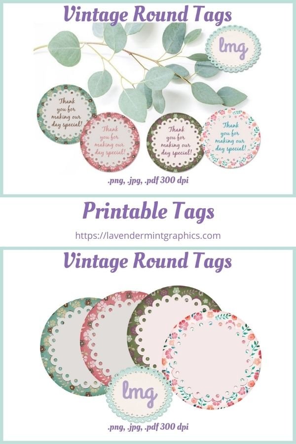 Vintage Round Scalloped Printable Tags