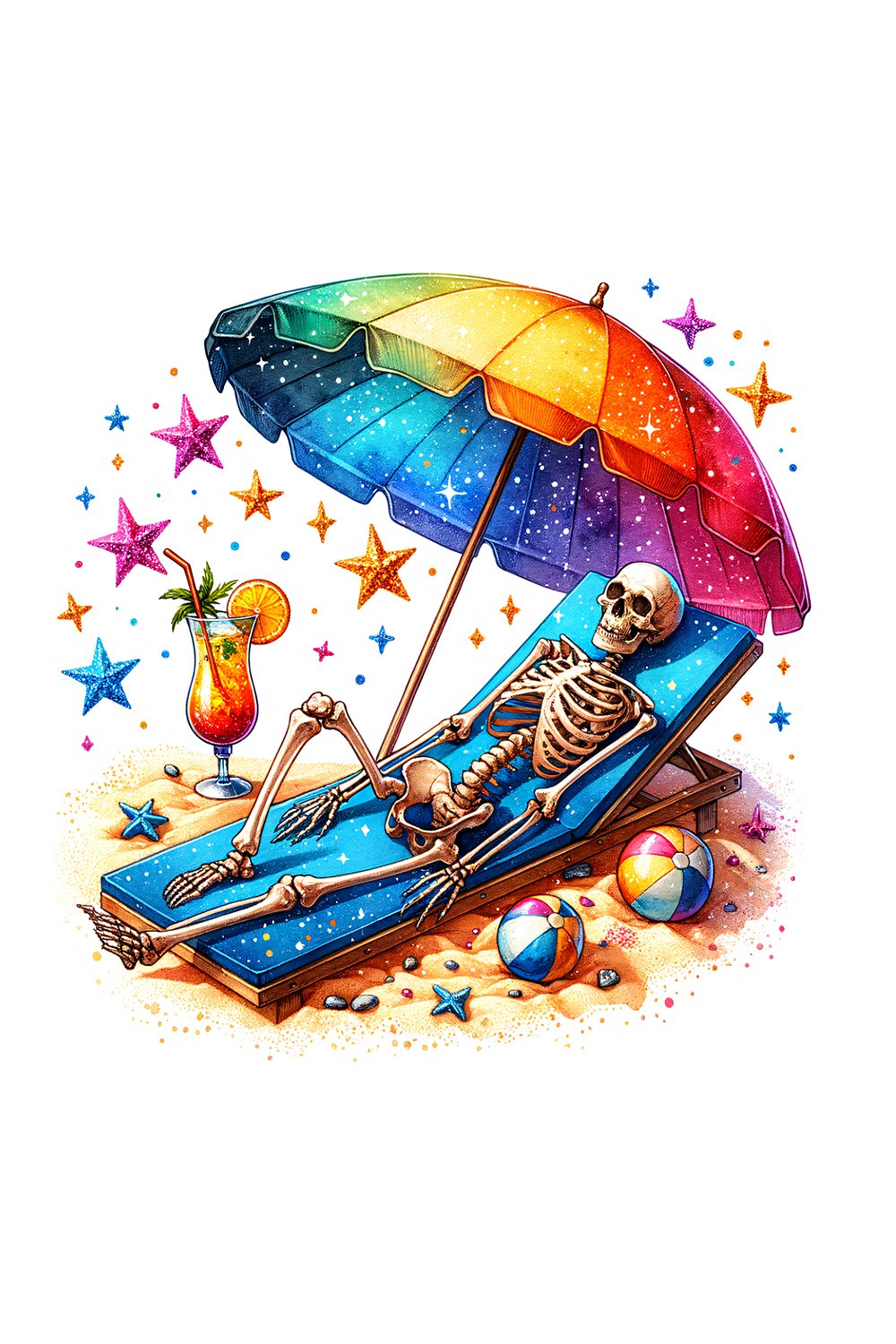 Skeleton relaxing on the beach JPG sublimation (3637298)