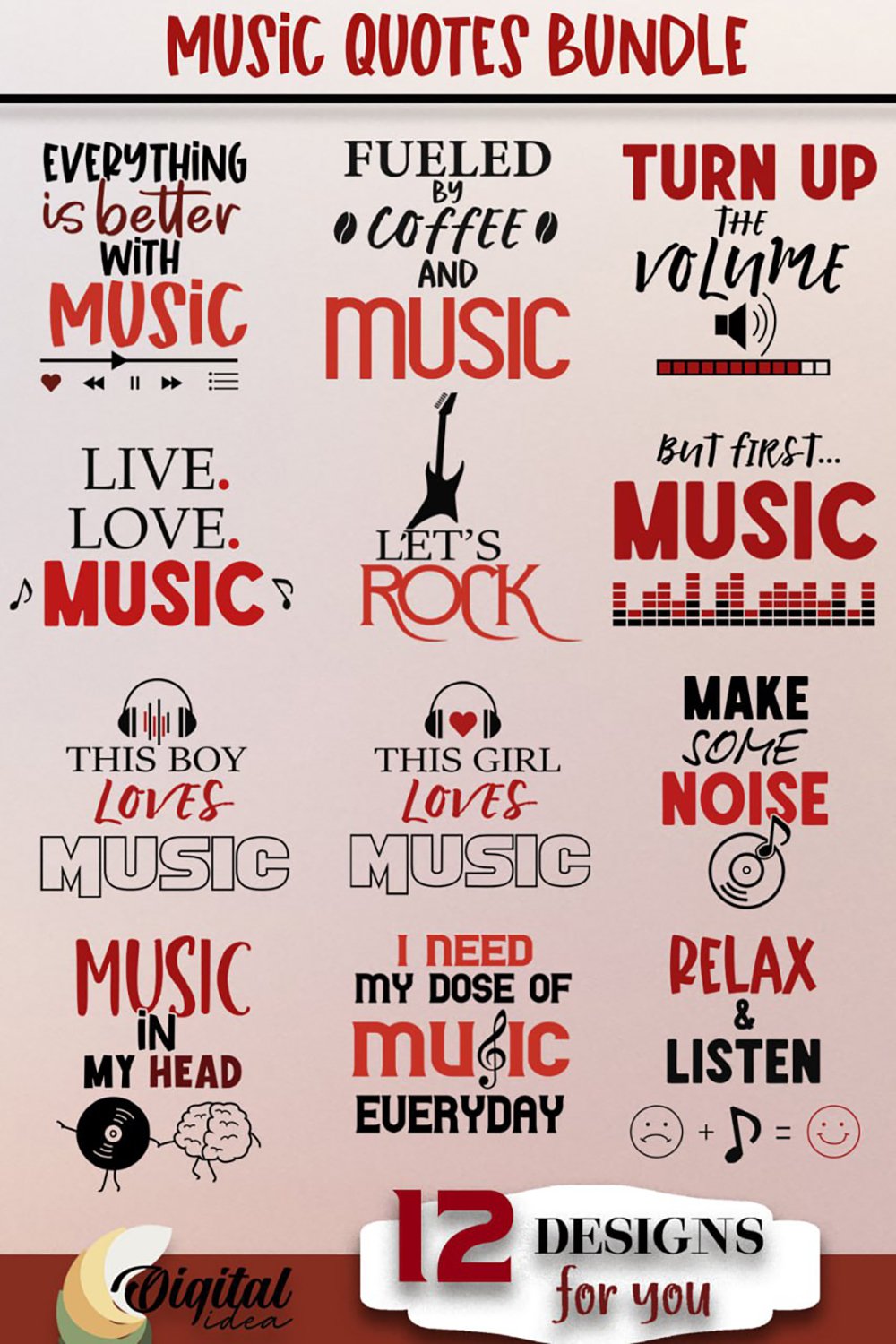 Music inspirational quotes svg. Music Quotes Bundle SVG.