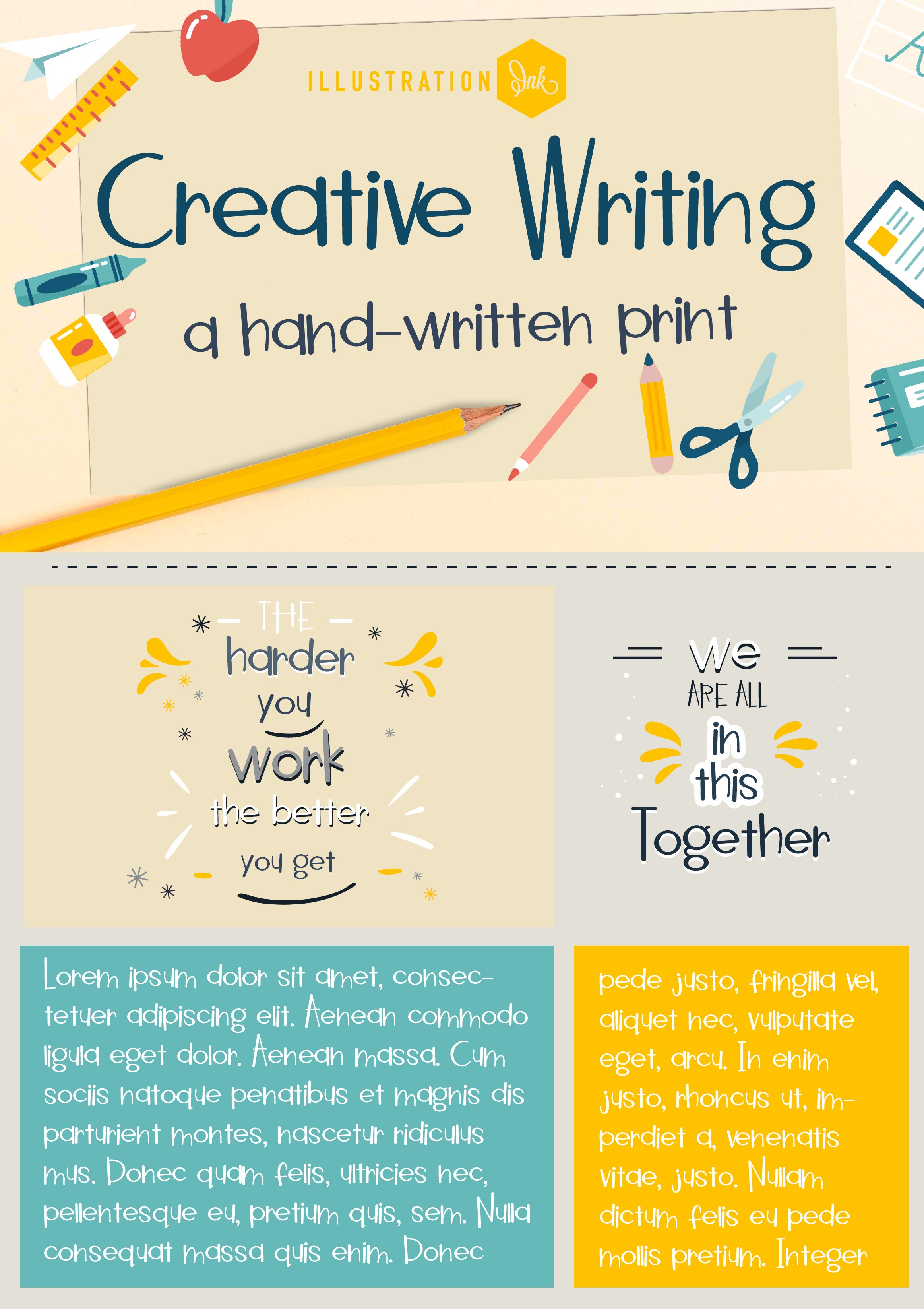 Hand-crafted, youthful school font for teachers and students