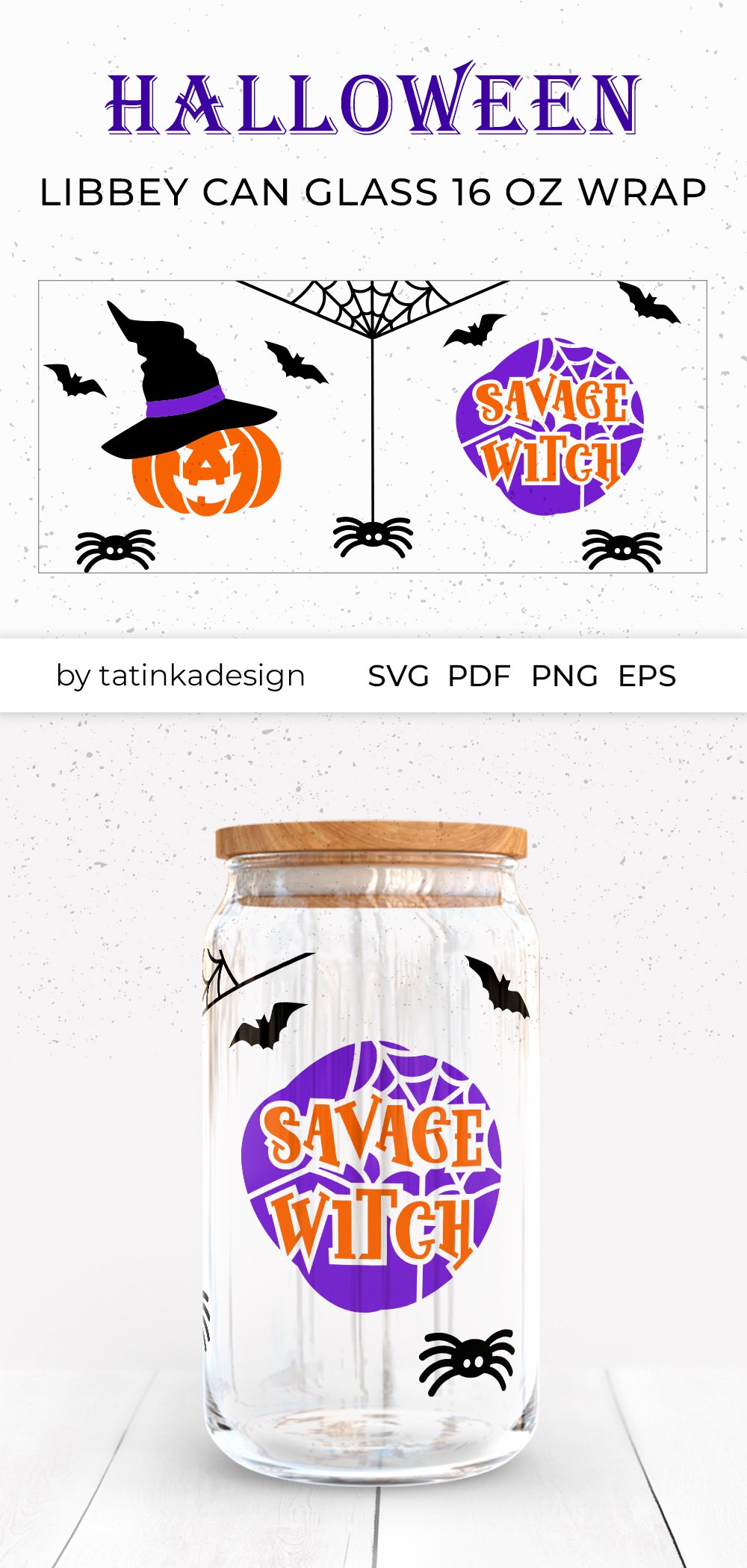 16 oz glass can wrap SVG | Halloween libbey glass wrap