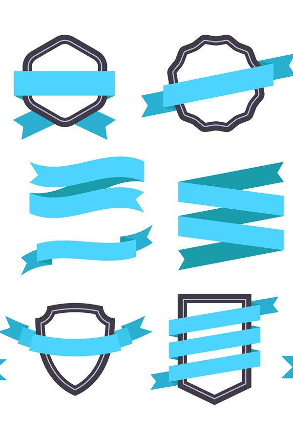 Ribbon banner. Frames and ribbons blue flat isolated vector