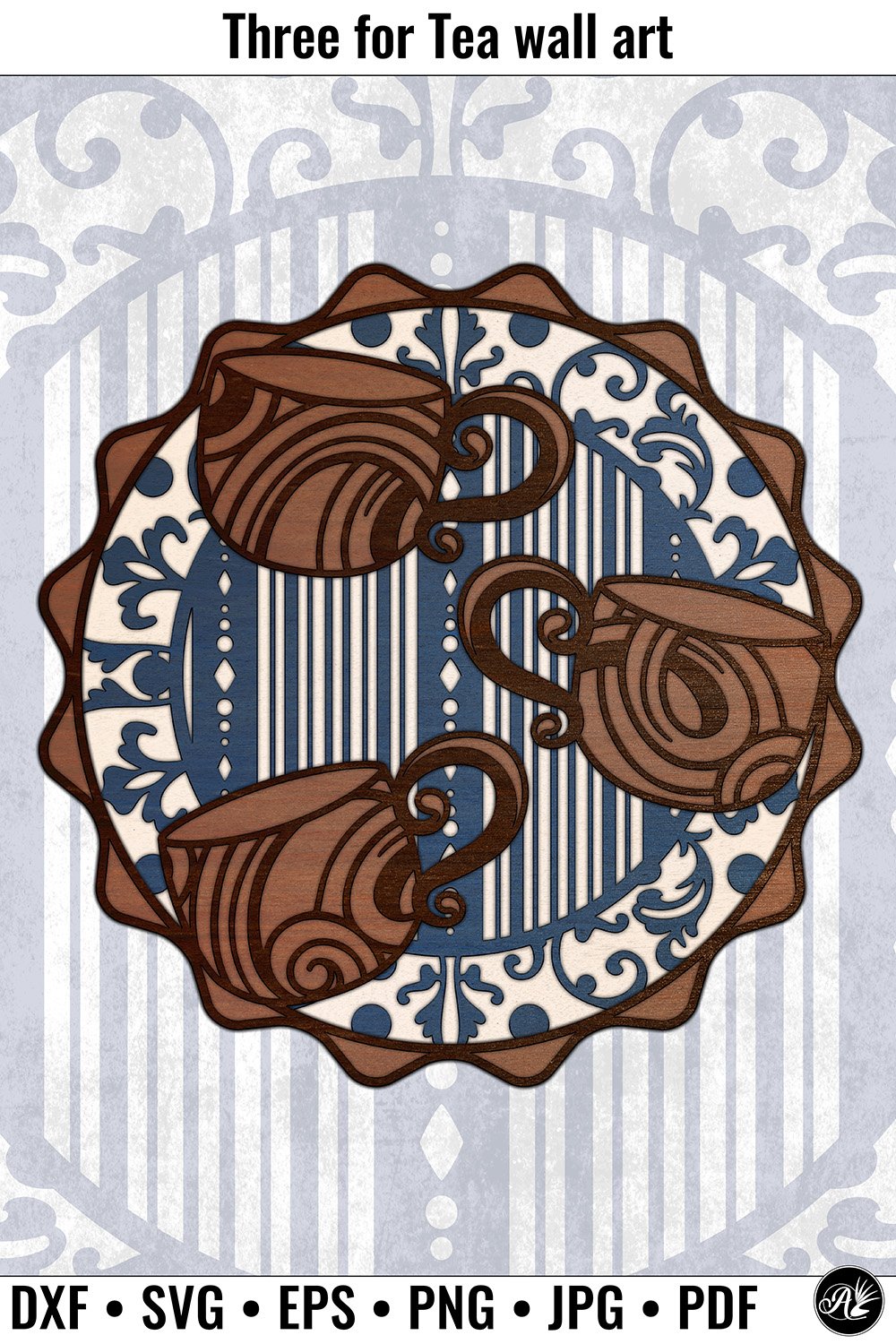 Three for Tea 3D laser cut wall art