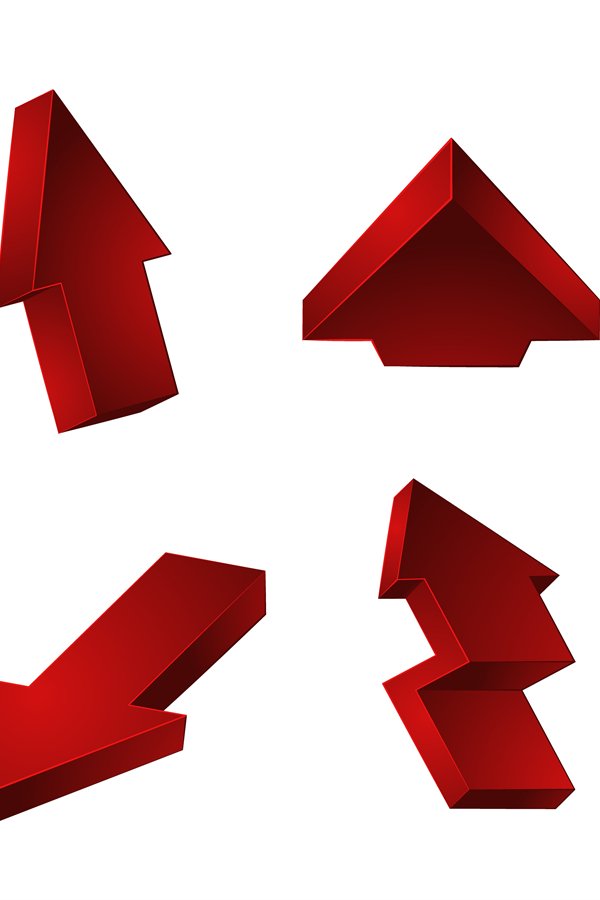 3D red arrows collection. Vector Up Down Recycling arrows is