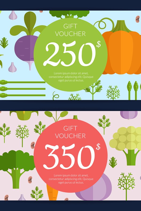 Vector flat vegetables vegan shopping voucher (779489)
