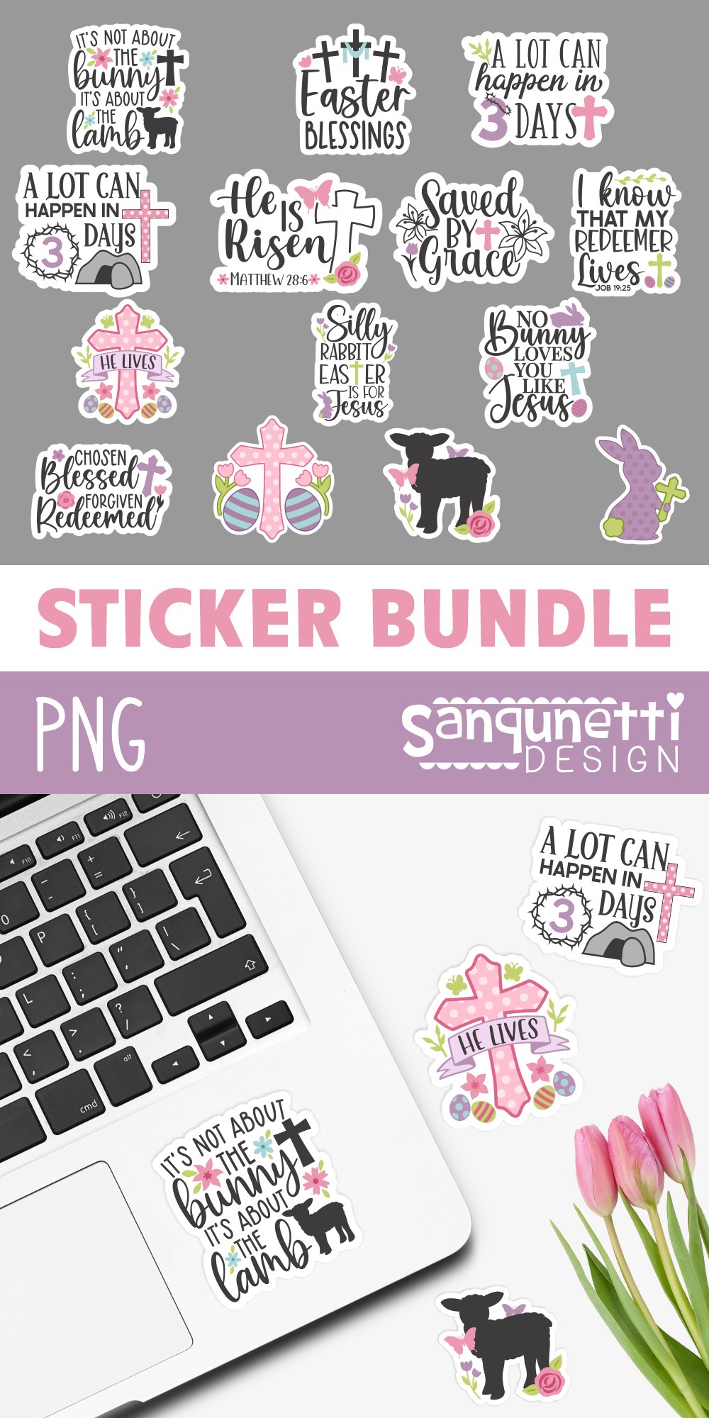 Religious Easter Stickers | Faith Printable Easter bundle
