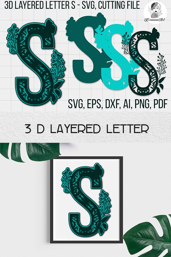 3D Layered SVG / 3D letter S SVG / Letter S Cut File.