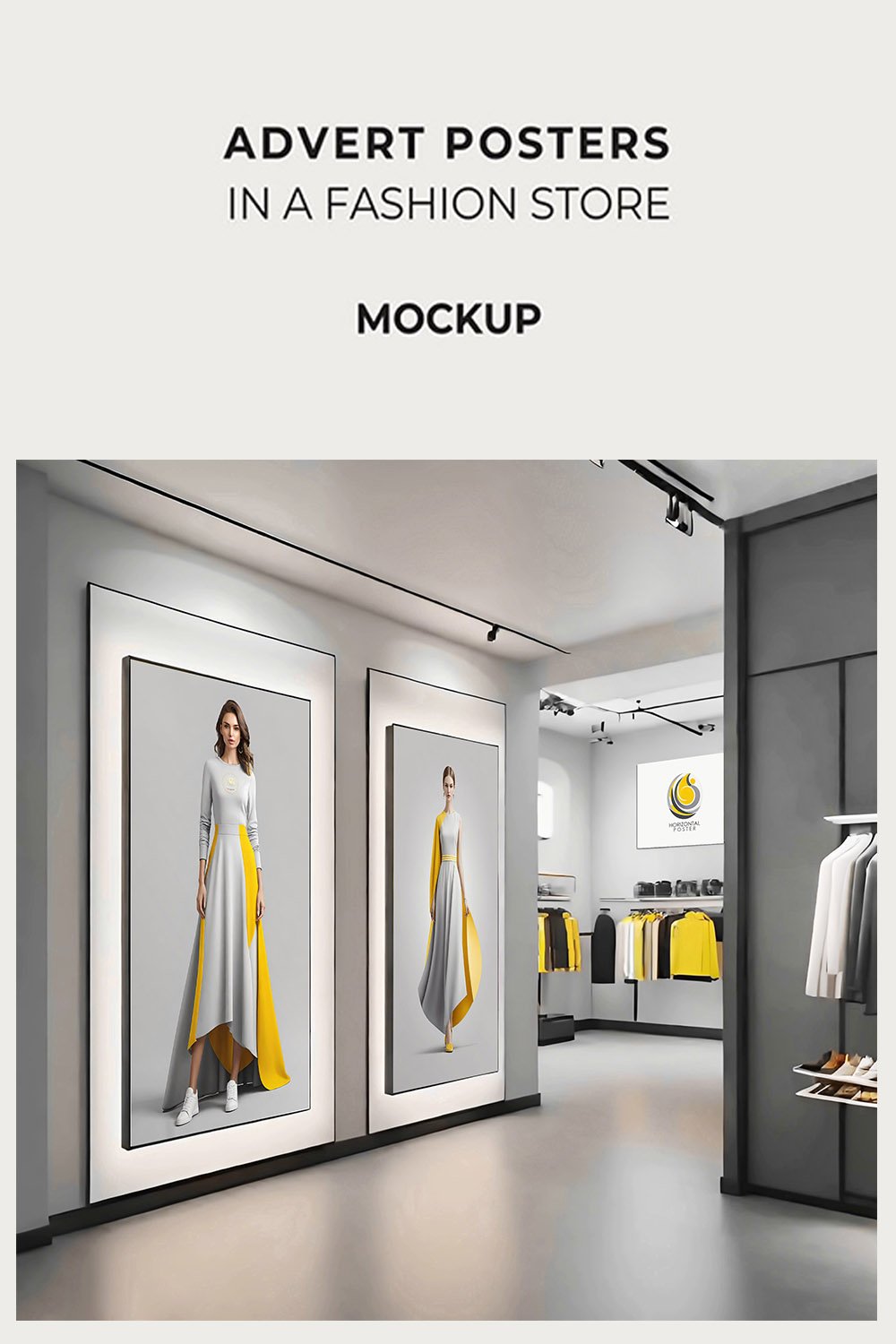 Two Advert Posters in a Fashion Store - Mockup PSD