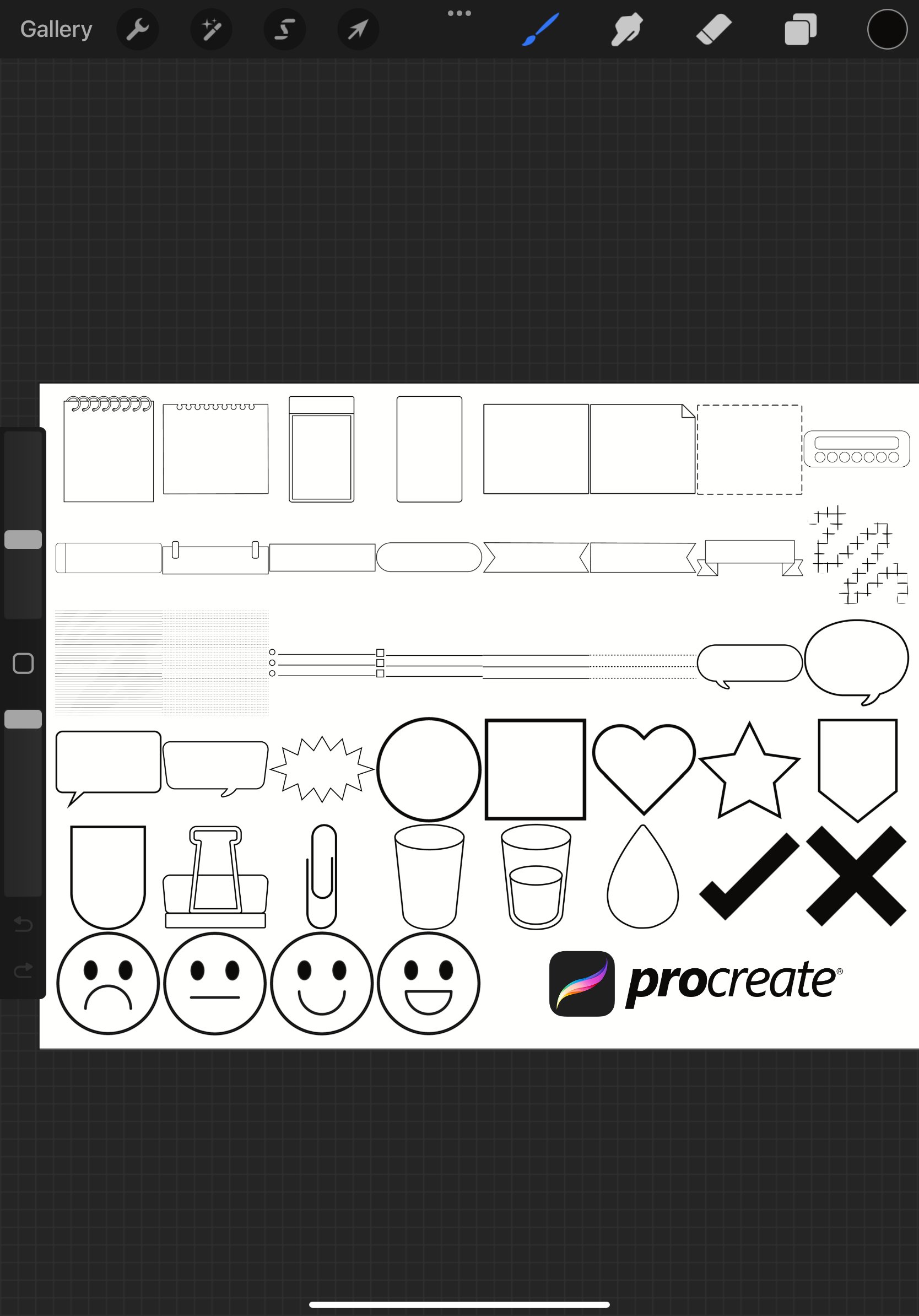 Procreate Notes Template Planner Guide Template Set 4 Procreate Brush Stamps, 44