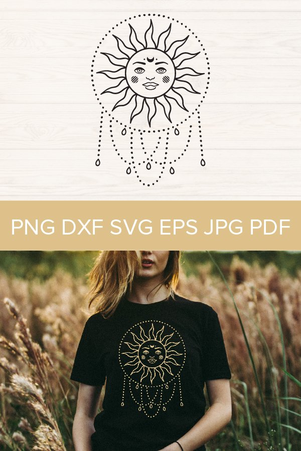 Celestial svg, boho sun svg cut file, mystical SVG