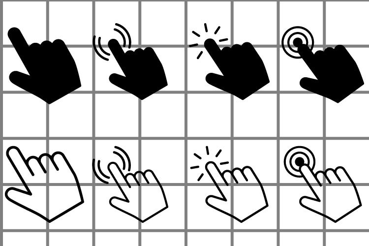 Click or cursor icons vector set.