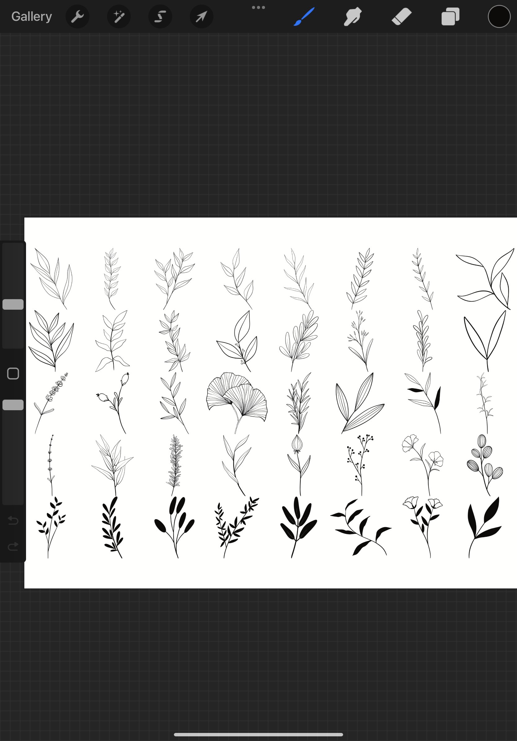 Floral Flower Set 9 Procreate Brush Stamps, 40 Floral Stamps