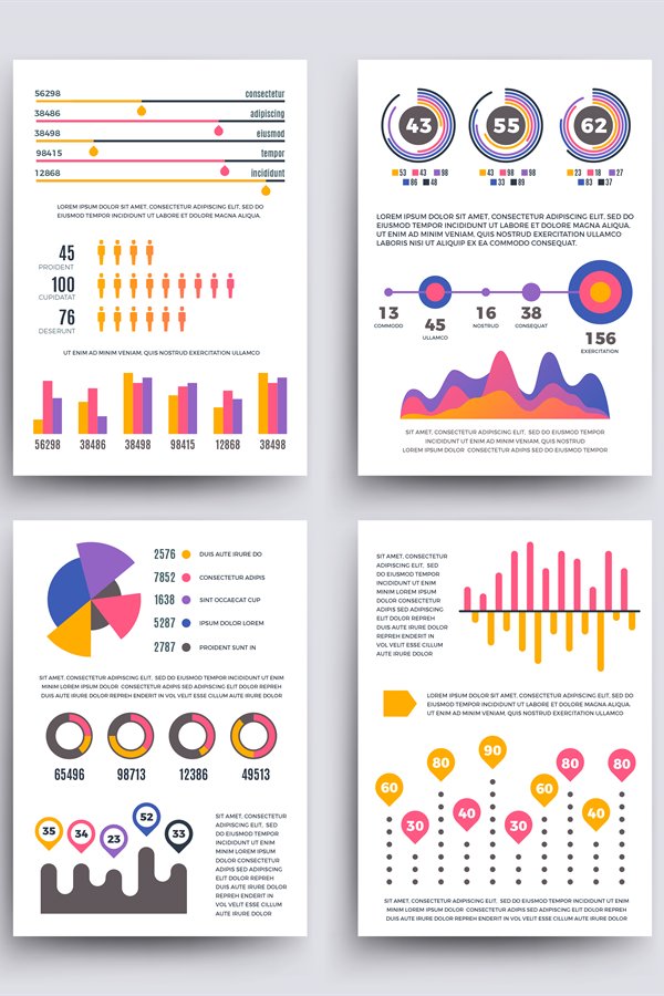 Graphical business report vector template with modern style