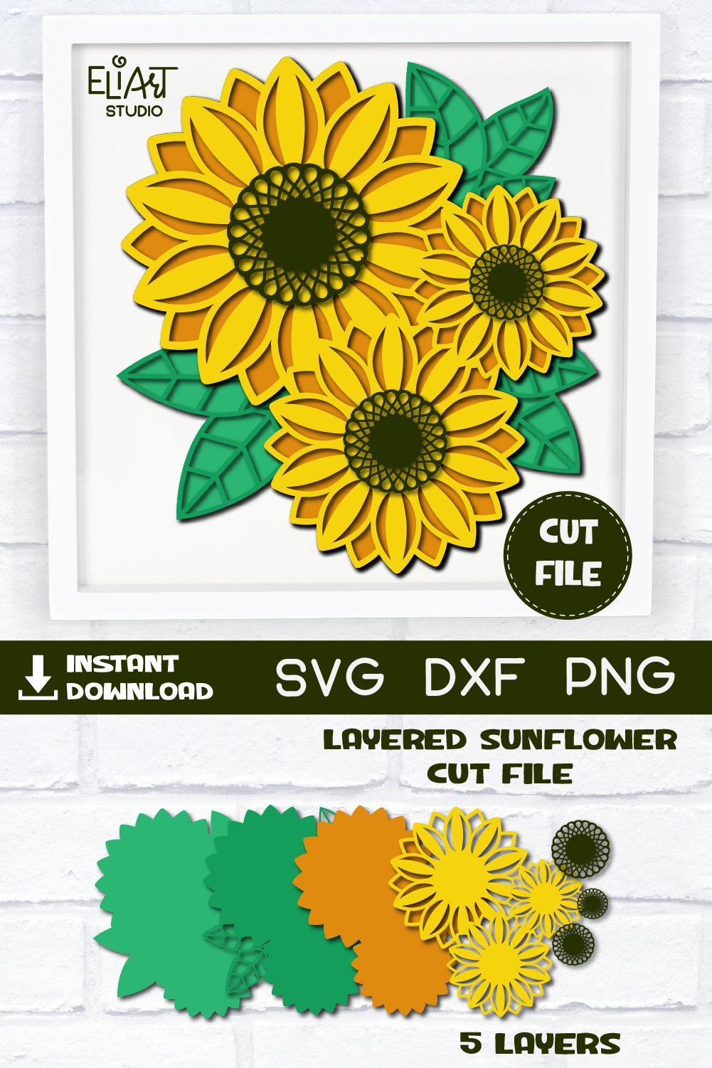 3d SVG Layered Sunflower | Fall SVG Multi Layer | Cut File