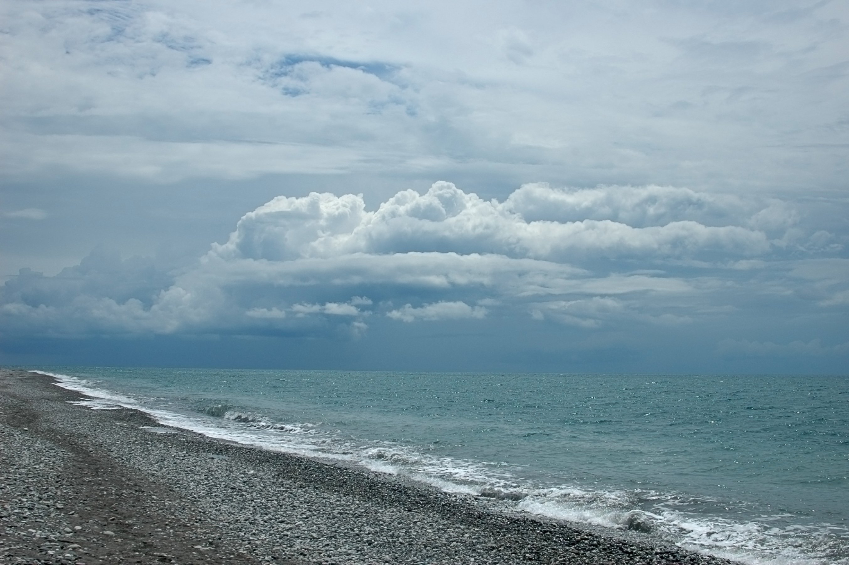 Clouds hanging over the sea