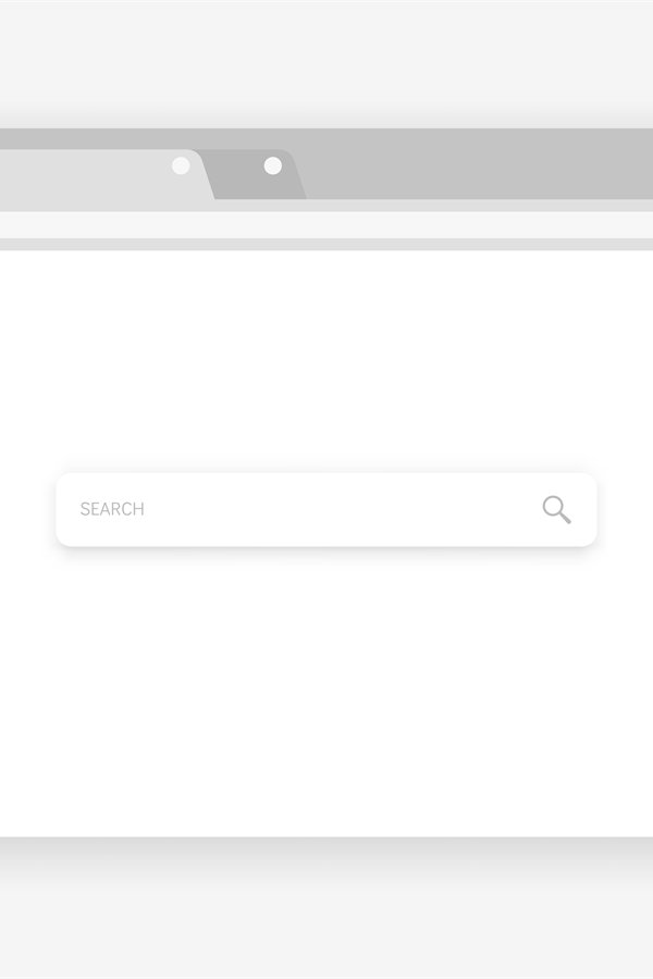 Web browser. Flat window with graphic UI elements, search ba