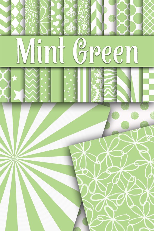 Mint Green Patterns Digital Paper (37256)