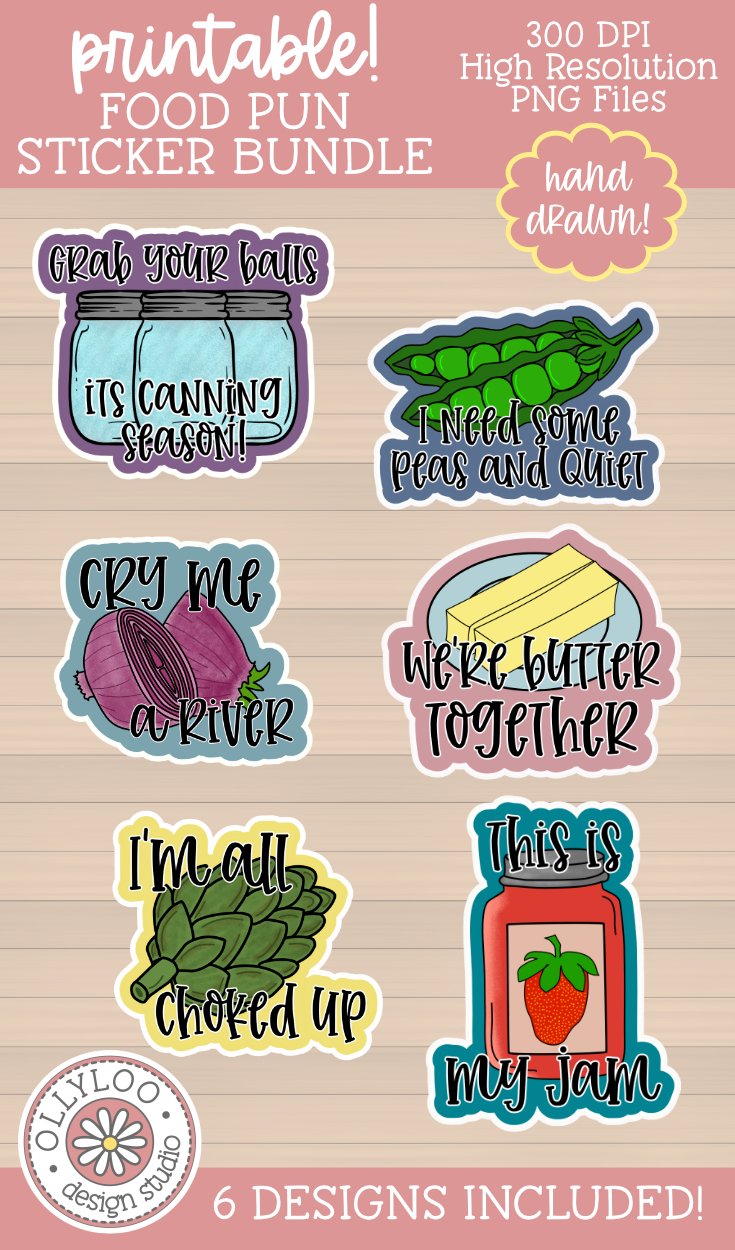 Food Pun Sticker Bundle #3 | Funny Pun Stickers Bundle