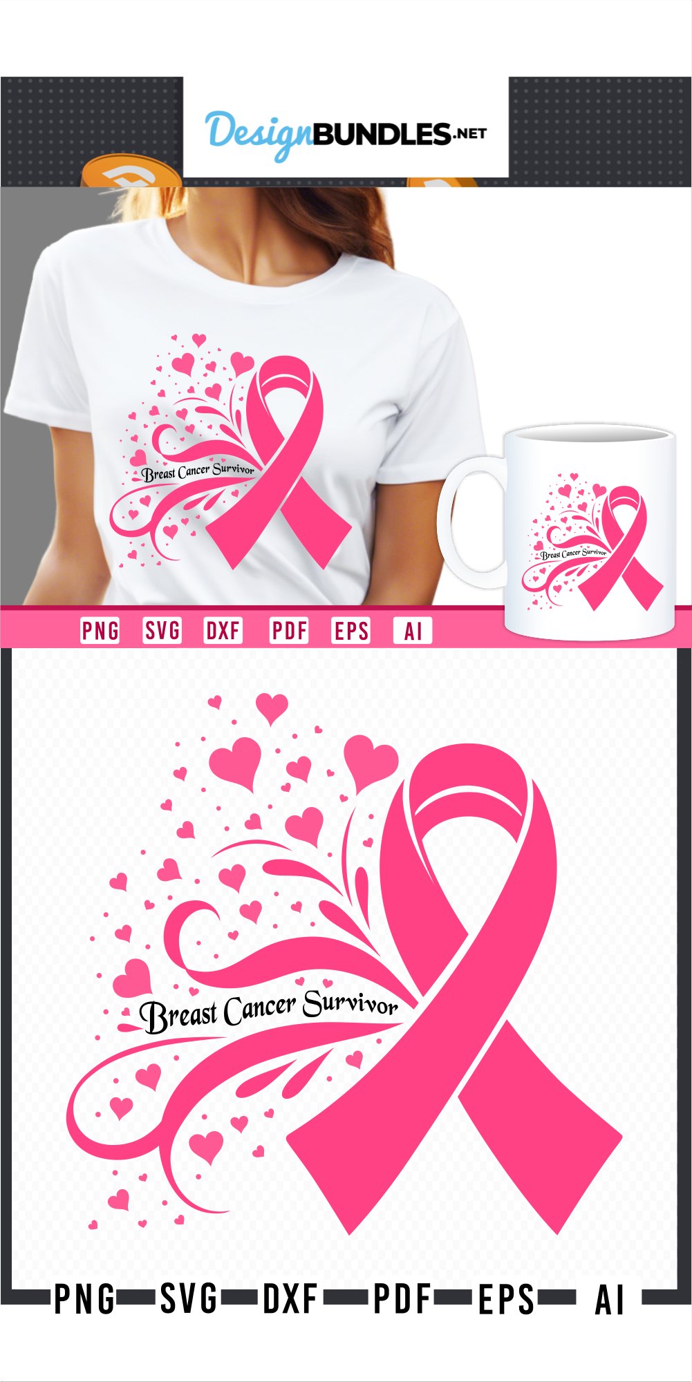 Breast Cancer Survivor SVG, Pink Ribbon Breast Cancer SVG
