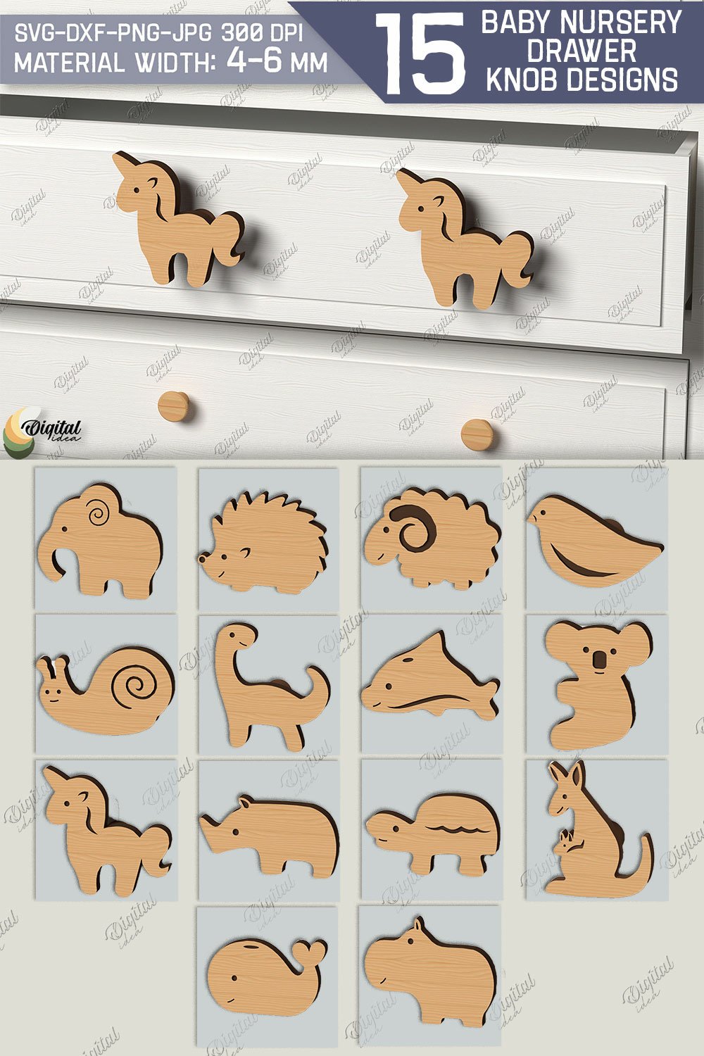 Baby Nursery Drawer Knobs SVG Bundle. 3D Knobs Laser Cut