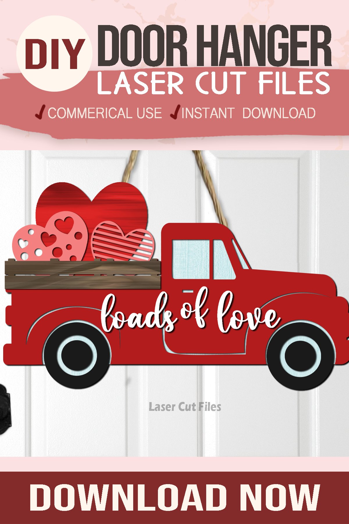 Valentine Sign SVG Laser Cut Files | Heart Truck SVG