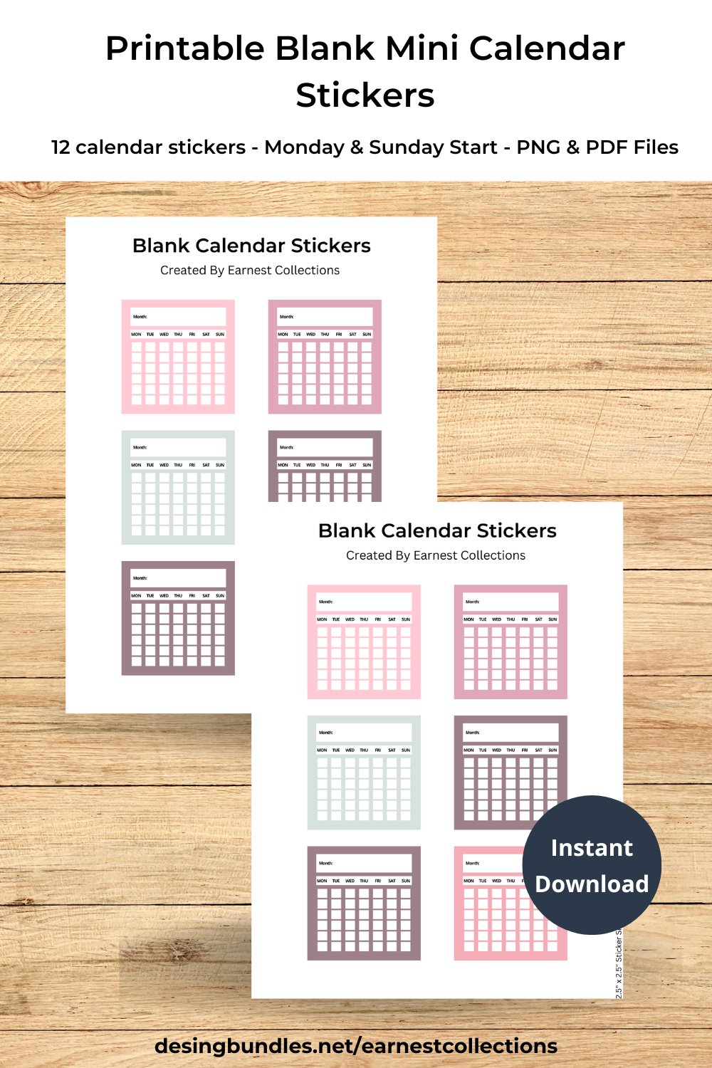 Printable Blank Calendar Stickers For Planner