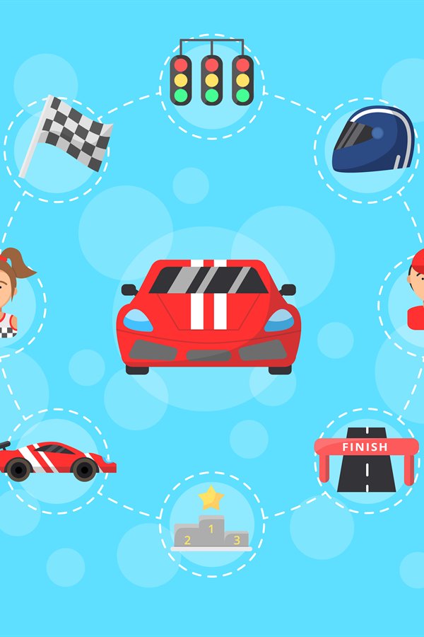 Vector flat car racing icons infographic concept illustratio