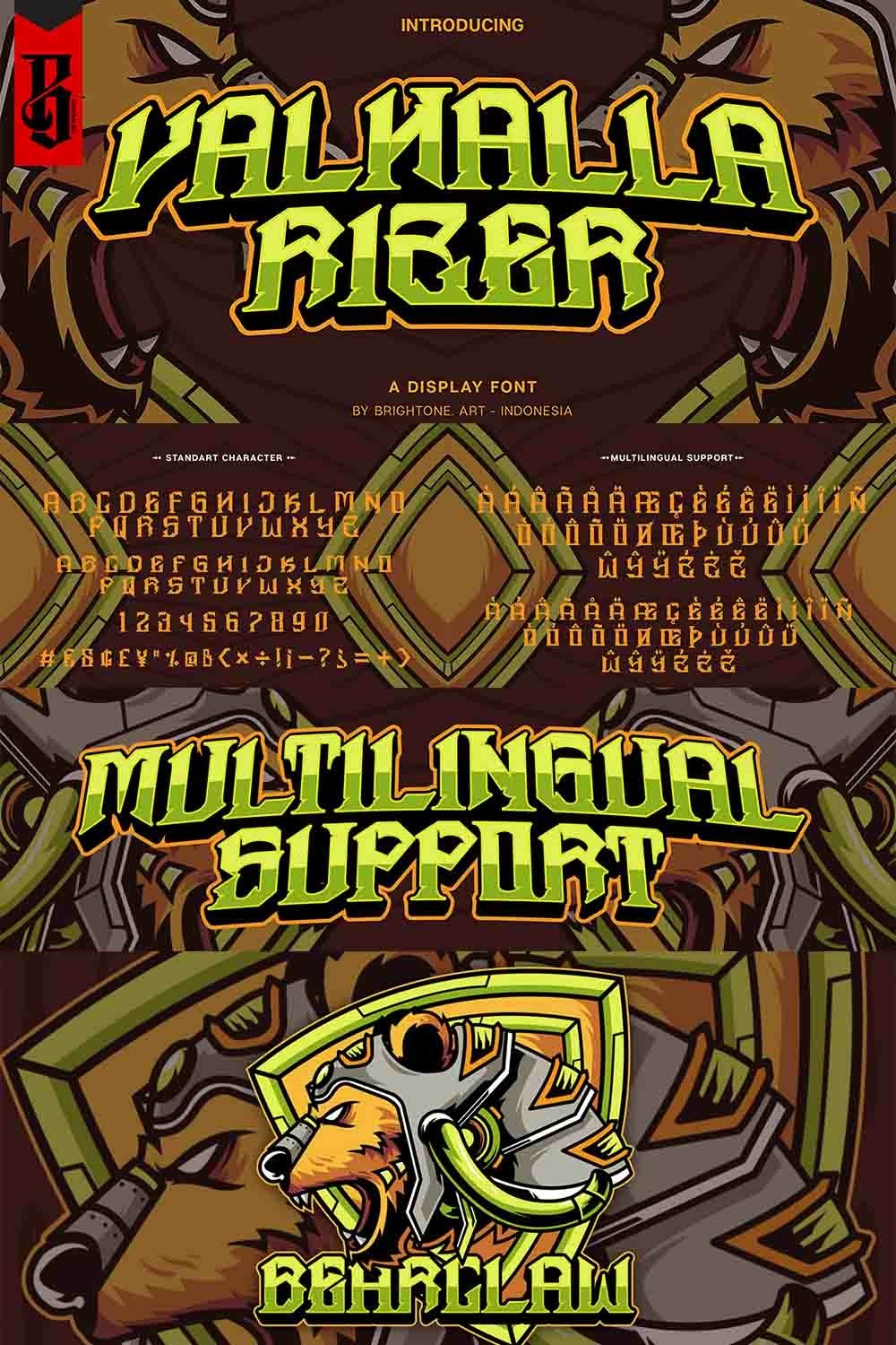 Valhalla Display Lettering Valhalla Rizer - Esport Display Font