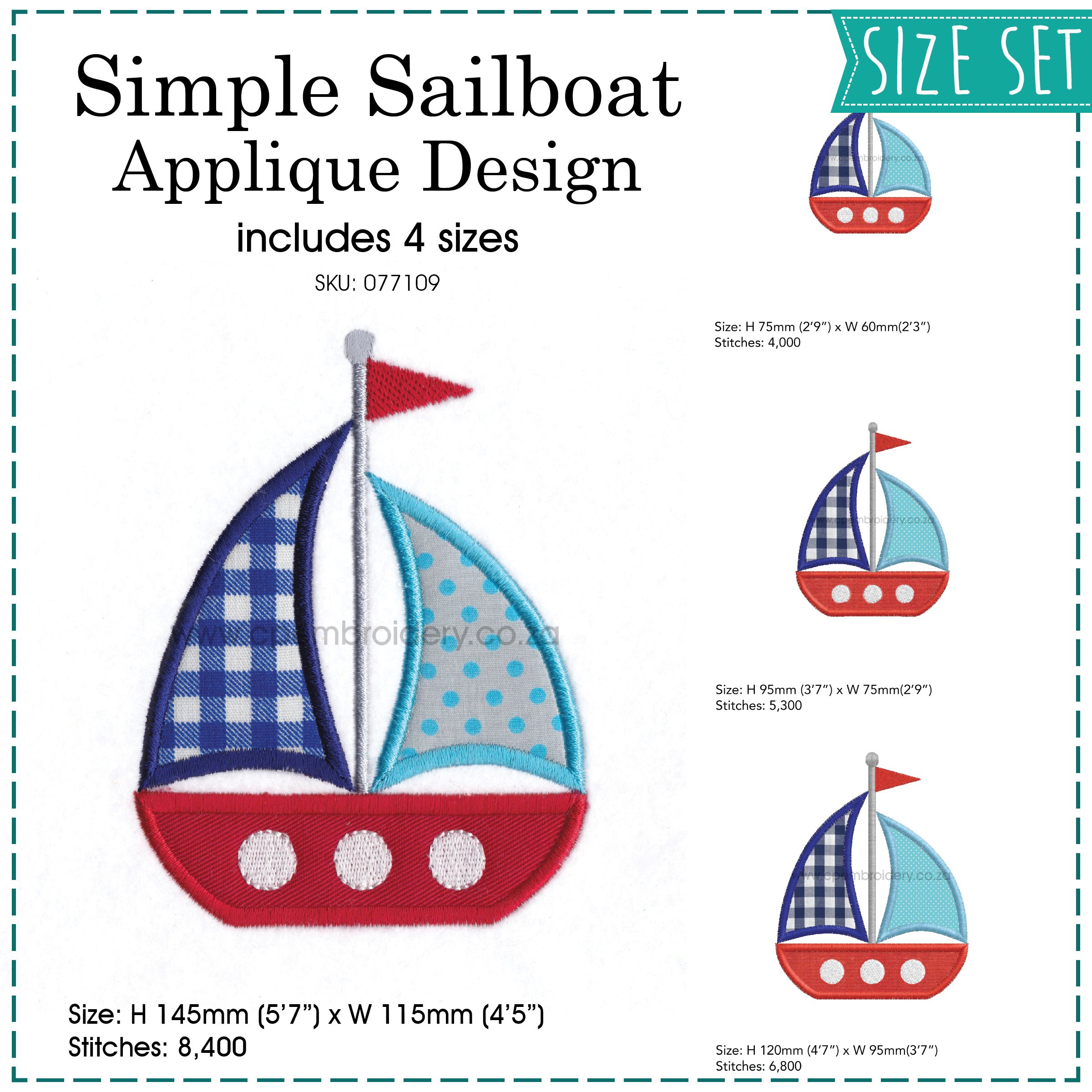Simple Sailboat Applique Design
