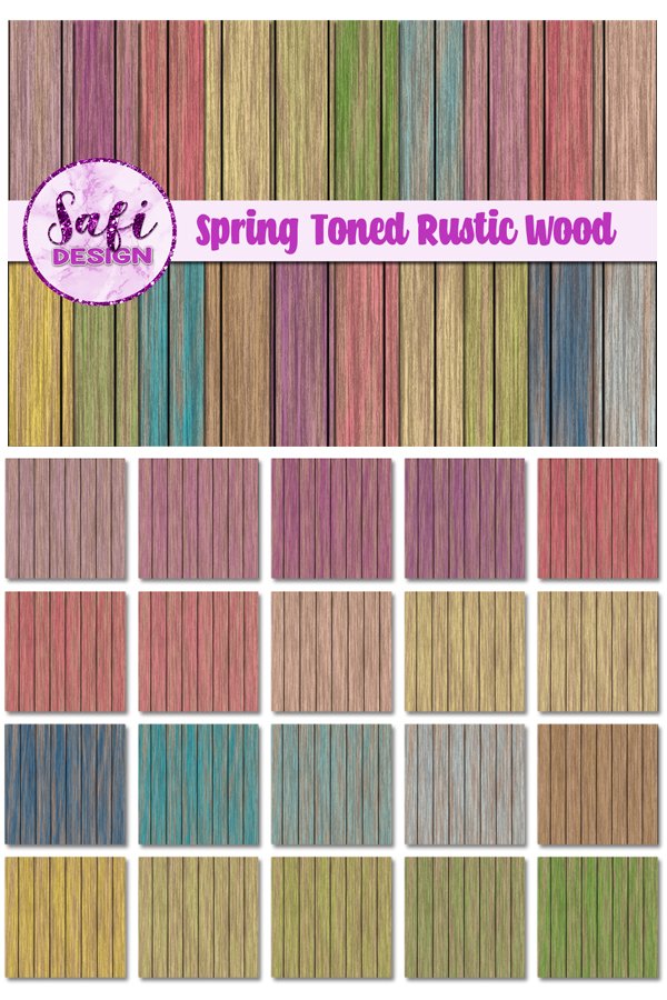 Digital Paper - Spring Toned Rustic Wood Backgrounds
