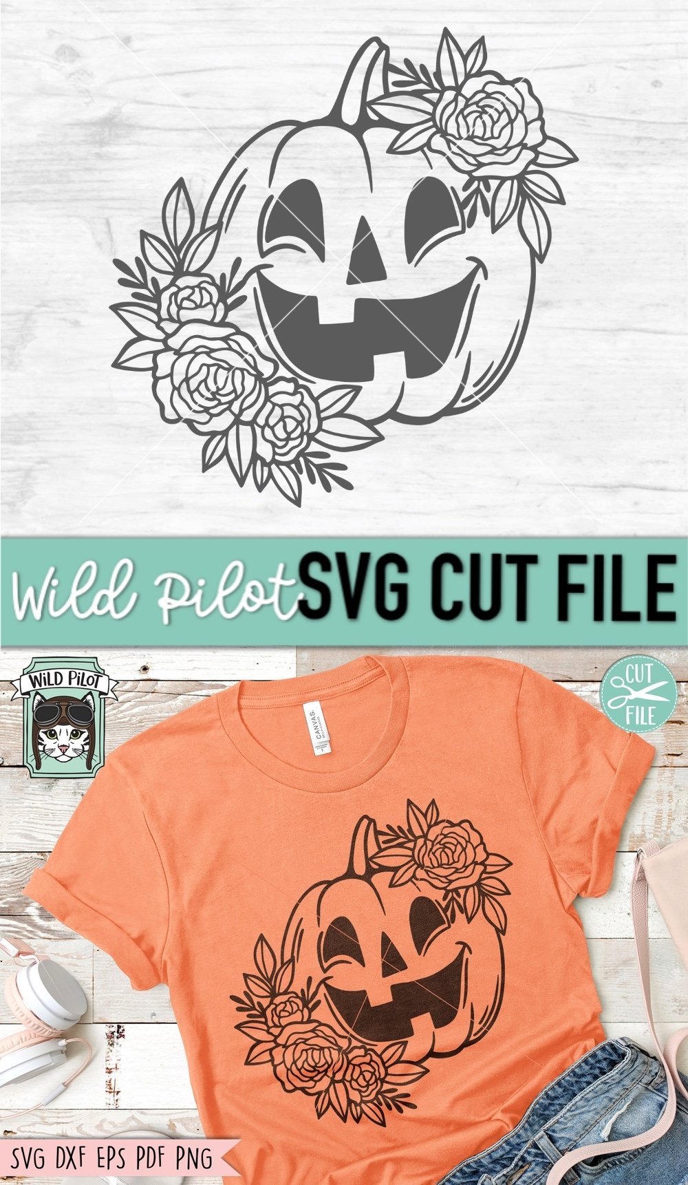 Flower Jack o Lantern SVG, Floral Pumpkin SVG, Halloween SVG