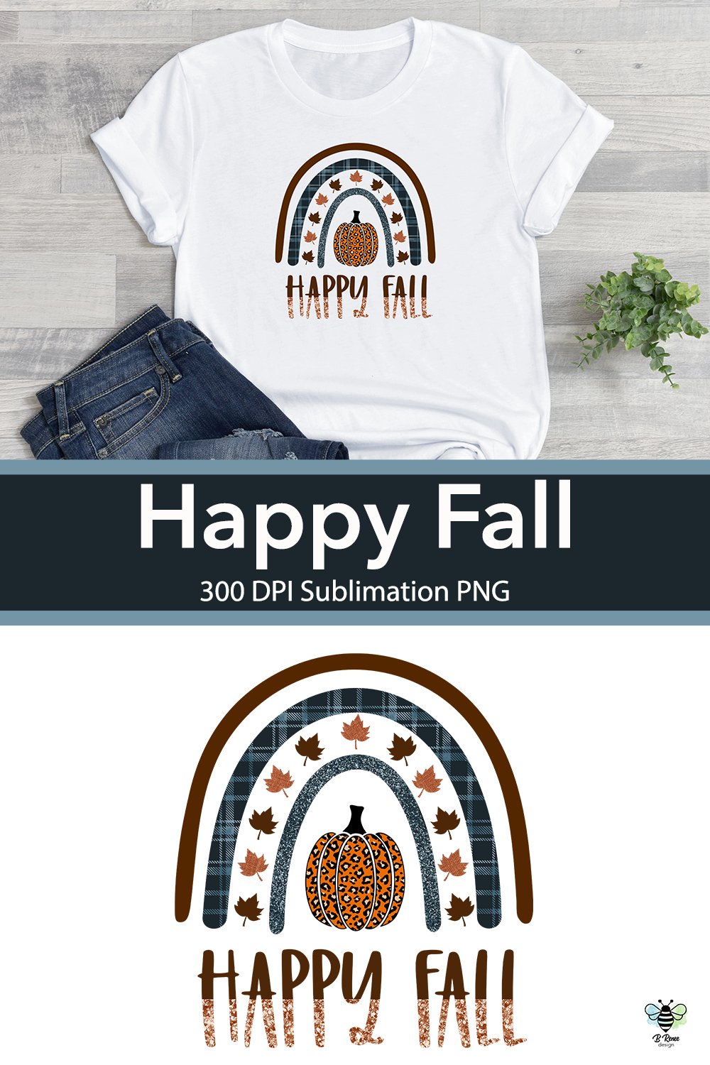 Happy Fall Rainbow PNG for Sublimation