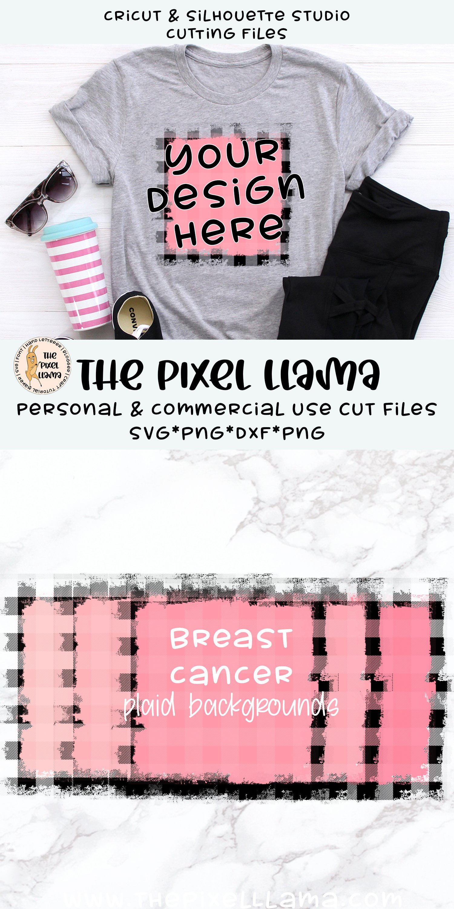 Breast Cancer Plaid Sublimation Background