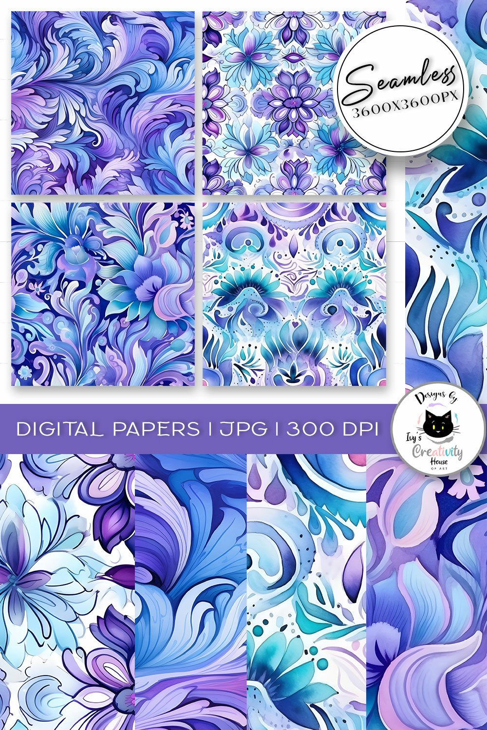 Abstract Winter Digital Paper | Seamless Floral Patterns
