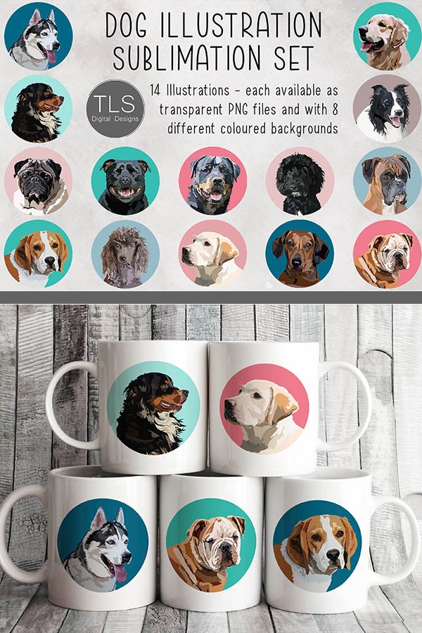 Dog Illustration Sublimation Bundle (1252111)
