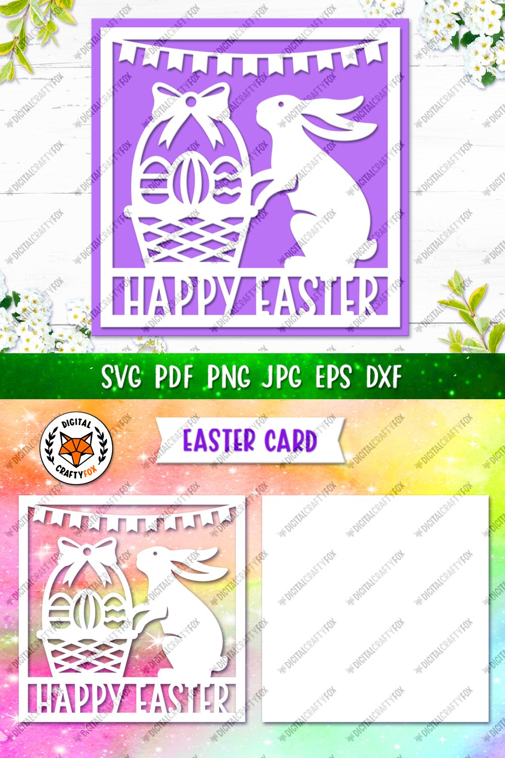 Happy Easter Bunny Card SVG, Easter Card Paper Cut DIY