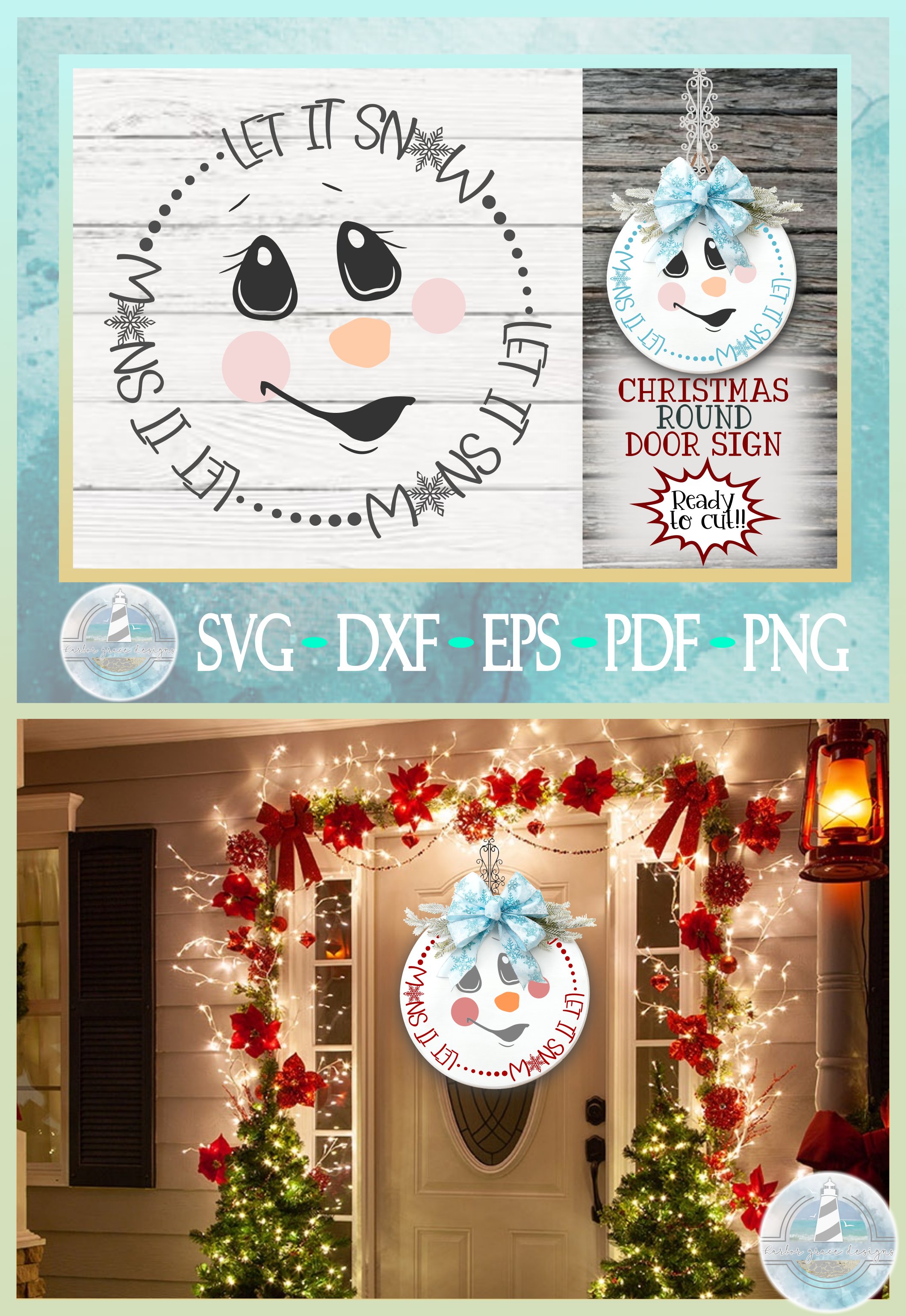 Snowman SVG | Let It Snow Quote SVG | Front Door Round Sign