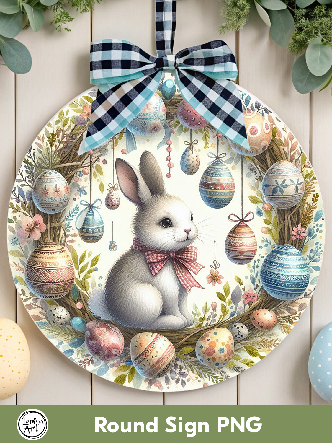 Spring Easter Round Door Sign